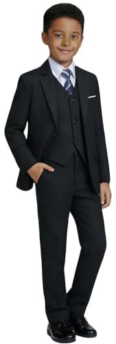 Visaccy Jungen Anzüge Slim Fit Kleid Kleidung Ringträger Outfit - Schwarz - 140