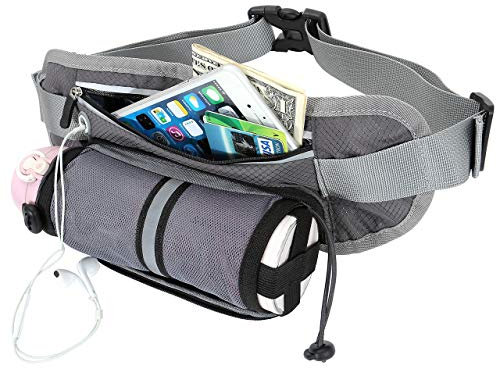 Faletony Unisex Bauchtasche, Outdoor Sport Trinkflasche Gürteltasche Hüfttasche Joggen Flach Tasche für Damen Herren, Schwarz/Grau/Blau/Pink (Grau)