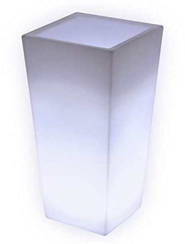 Danieli Vasi luminosi da Giardino M CEDAR a LED bianco freddo | Portavaso in resina antigraffio illuminato | Led IP67 | Made in Italy | Trasformatore IP20 da 1,1 mt | cm 30x30x60| kg 2,8