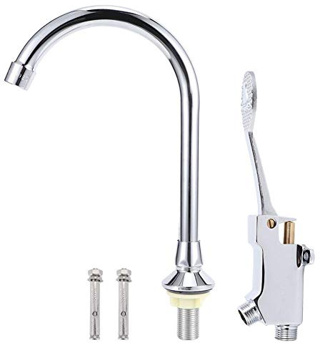 HandsFree Foot Pedal Faucet, G1/2In Pedal Type Single Cold Copper Water Faucet Food Operated Water Tap Full Set for Home Hospital, Families, Factories, Schools