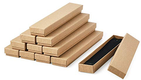 Craftdady - Caja de regalo de mármol blanco de 20 piezas con tapa, rectángulo largo, cartón, papel de joyería, cajas de regalo para joyería, collares, pendientes, pulsera, caja de embalaje de regalo