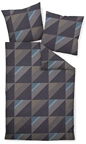 Janine Mako-Satin-Bettwäsche J.D. 155x220 cm + 80x80 cm nachtschattenblau