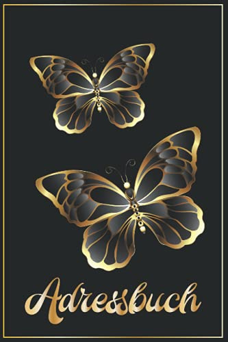 A5 Register: Telefonregister Adressbuch, Geburtstagskalender Buch Heft Mit Abc Register - Golden Schwarze Reiche Schmetterlinge - Nachbar Geschenk