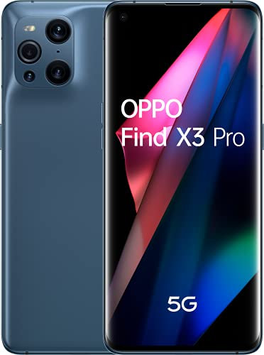 OPPO Find X3 Pro Smartphone 5G, unlocked, phone 5G, 256GB, 12GB RAM, display 120Hz, battery 4500mAh, quad pocket 50MP, USB-C, Android 10, blue (refurbished)