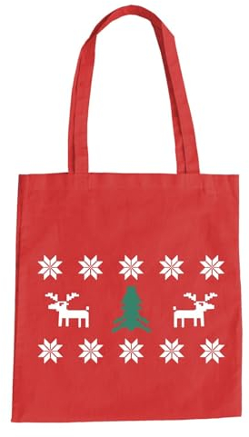 Weihnachten Pixel Rentier Baumwolltasche - Rudolph Geschenk Tannenbaum Santa Rot