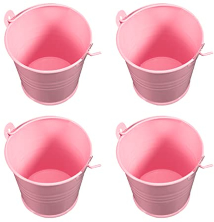 Mini Cubos de Metal Cubitos de Hojalata: Cubo de Flores Colgantes 4 Unids Plantas de Metal Potes Suculento Plantador Wedding Candy Votativo Velas Titular Pink