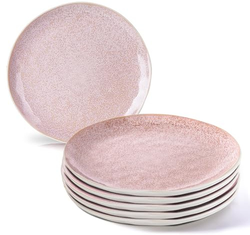 MIAMIO - Teller Set 6 x 28 cm - Lumera Collection (Pink) | aus Steingut, mikrowellenfest, 6 Teller