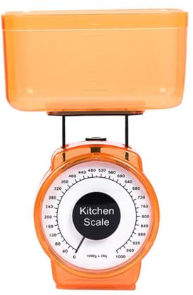 HEMOTON Báscula mecánica de cocina de 1 kg, control de porciones, báscula de cocina de alta precisión, balanza de peso para cocina, herramientas de horneado, color naranja