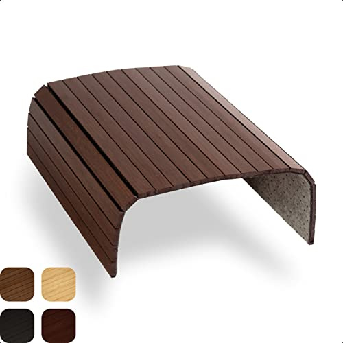 Tuko Armlehne Sofatablett - Bambus Couchtablett Braun | Flexibler Sofabutler & Sofa Ablage | Holztablett für Sofalehne & Couch | Rutschfeste Unterseite | Sofa Tray