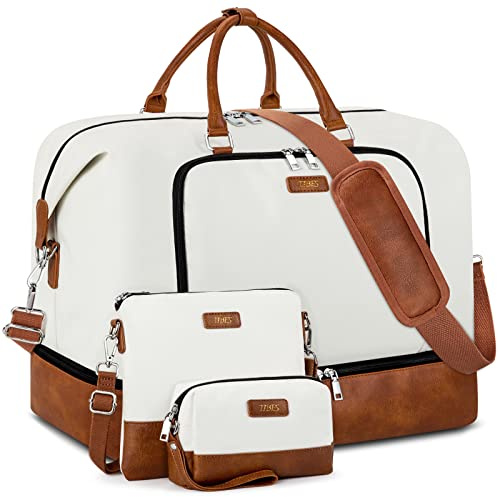 Travel Weekender Bag for Women, 21 Overnight Bag with Shoe Compartment 50L Large Travel Duffel Bag Carry On Tote for Weekend, Overnight, Business Trips, Water Resistant