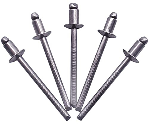SKIR'CO (50 Stück) Edelstahl Blindnieten 4,0 x 6 mm Kuppelkopf Popnieten DIN 7337 A2 Niet Rillendorn