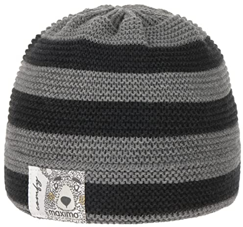 maximo Stripes Babymütze Mütze Beanie Baumwollmütze Wintermütze Kinder - Made in Germany mit Umschlag, Futter Winter Herbst-Winter - 41 cm anthrazit