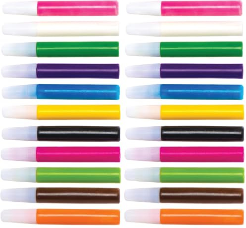 Baker Ross Creativity Pack of Suncatcher Paint pens, Fun Plastic Designs for Children to Colour in and Decorate (24 Pack), AT943