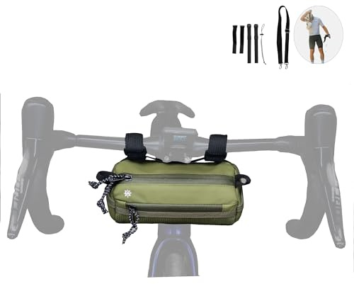 Lumiere & Co. Bike Handlebar Bag - Durable, Multiple-Size Options and Multi-Color Options - Dual Elastic Straps, Clips and Hook-and-Loop Attachments (Small, Green)