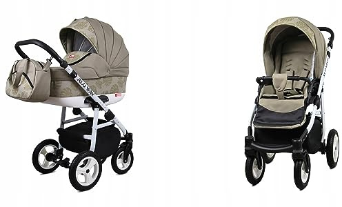 BabyLux® Kinderwagen Set 2in1 - Alu Way - incl. Babywanne, Buggy Sportsitz - Kinderwagenset - Kombikinderwagen mit Wickeltasche, Regenschutz, Moskitonetz, Cupholder usw.