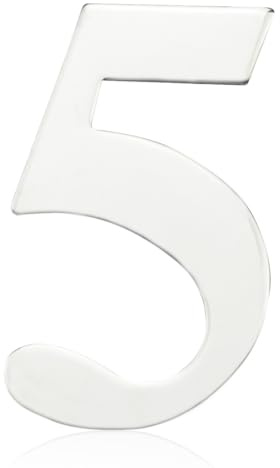 Bwintech 1 Pcs 75mm Height (3 Inch) Chrome Self Adhesive Tape Door Number 5 Stainless Steel 304 House Number, Suitable For Front,Wooden, Composite,UPVC Door