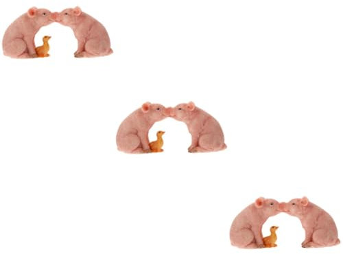 Zerodeko 3 Stück Dekorative Ornamente Schweinchen-Figur Küssendes Schweinchen Modell Tierstatue Mini-Schweinchen-Figur Schweinchen-Landschaftsdekoration Mini- -Figur