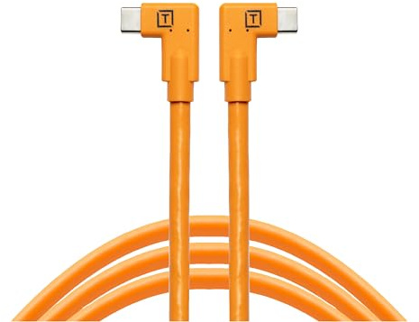 Tether Tools TetherPro Datenkabel USB-C an USB-C (Orange, 2 x rechtsgewinkelt, 4,6 m)