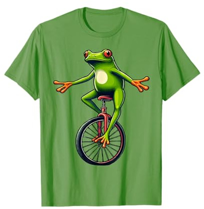 Frosch reiten Einrad skurriles Einrad T-Shirt