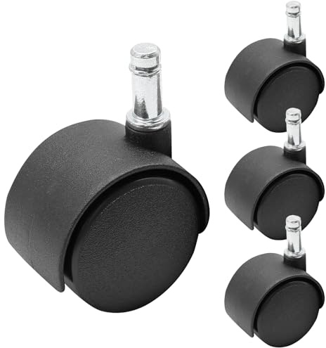 suiwotin 4 ruedas giratorias de 1.5 pulgadas, ruedas giratorias M8 con vástago circular, ruedas resistentes, repuesto de rueda de nailon negro para muebles, mesa, armario, estante