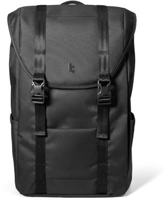 tomtoc Laptop Rucksack für Damen Herren, Vintage Tagesrucksack Daypack Casual Backpack mit 22 Liter für Alltag Freizeit Uni Schule, Classic Rucksäcke Passt 13-15,6 Zoll Laptops, Schwarz