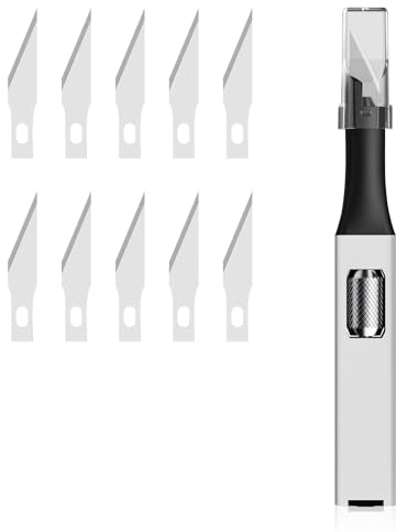 Zimoer Hobby Coltello, Taglierino Cutter e 10 Lame di Ricambio, Coltelli Artigianali Intaglio, Cutter Di Precisione, Per Lavoro Artistico Fai Da Te Taglio, Scultura, Hobby, Album