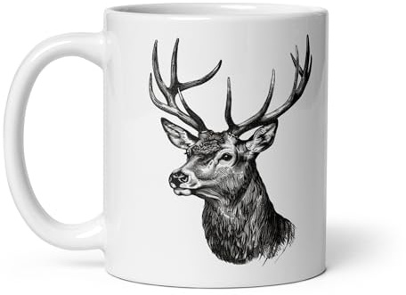 Tasse Natur Hirsch Wildschwein Fuchs Laie Markassin Wald Spaziergang Jagd Tiere Landschaft Tee Kaffee Original Tasse Geschenk Kollege Herren Damen Naturforscher Opa Oma (Weiß)