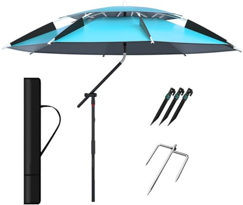 Ombrellone da Giardino ombrellone da pesca impermeabile, parasole portatile con Tracolla Custodia, Ombrellone pieghevole da Spiaggia, Robusto e Compatto(200cm)