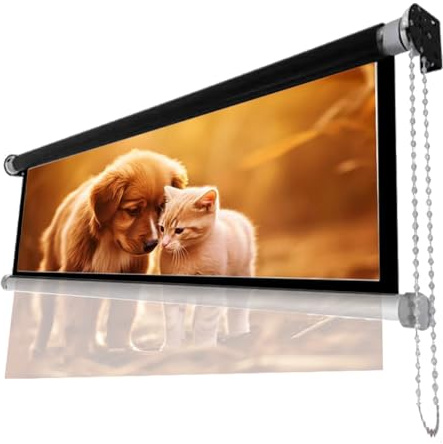 QSPNVFB Manuell Rollo Beamer Leinwand 40 50 60 Heimkino Projektion Leinwand, Tragbare Projektor Bildschirm Decken Wand Montage Für Büro Camping Garten(50 inch-16:9)