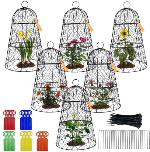6PCS 45x29cm Chicken Wire Cloche Plant Covers Garden Plants Cages,Heavy Duty Metal Plant Protectors Iron Plant Cover,Protectors Vegetables Flowers Fruit from Rabbits Bird Squirrels Other