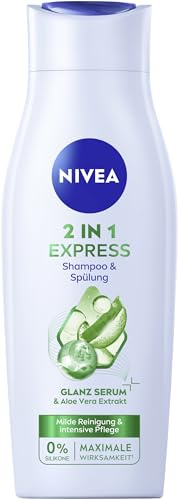 NIVEA 2in1 Express Shampoo & Spülung (400 ml), intensive Haarpflege mit Aloe Vera und Glanz Serum, Haarshampoo & Spülung für schnelle, unkomplizierte Pflege