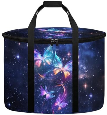 Kathyboom Portable Slow Cooker Bags For Oval Crock,Galaxy Butterfly Insulated Carrier Case Tote for 4-8 Quart Crock Carrier For Travel, Outdoor, Picnic