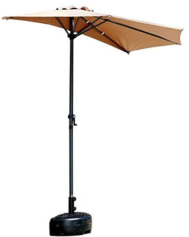 HUIBBGO Parasol de Jardin 2,7 m, Demi-Parasol Semi-Circulaire avec manivelle, Protection UV pour Jardin, Petite terrasse