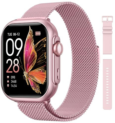RUXINGX Smartwatch Donna con 1000mAh Batteria, Standby Ultra-lungo 100 Giorni, 1.83 Orologio Fitness Cardiofrequenzimetro SpO2 Sonno, 120+ Sport, Smart Watch Chiamate IP68 Contapassi iOS Android Rosa