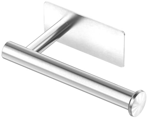 MIIVII Porta rotolo di carta igienica da parete, autoadesivo, in acciaio inox, per bagno e cucina