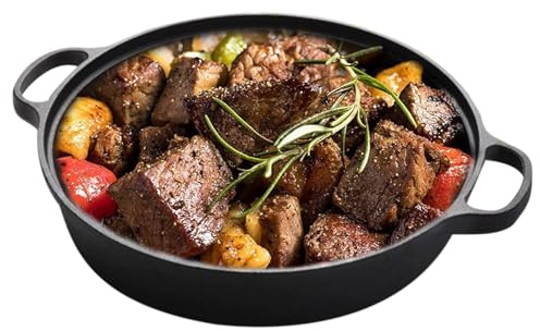 Genérico Sartén De Bistec Antiadherente,Sartén De Hierro Fundido Para Inducción Con Tapa Transparente | Con Mango Aislante Del Calor Para Tortillas Tortitas Pancakes Bistec Aperitivos