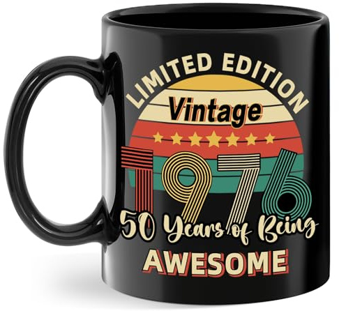 Vintage 1976 Coffee Mug, 50th Birthday Gifts For Men Women, Fifty Birthday Gift for Him 1976, Retro Gift Ideas For 50 Year Old Female, Turning 50 Gift For Mom, Dad, Husband, Brother, Uncle, Aunt