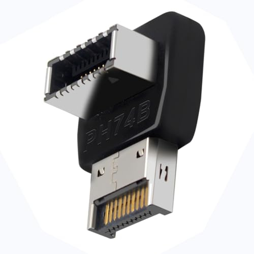 IYUANEPRO Right Angle USB Type E Adapter, Front Panel Header Male to Female for USB C Header Motherboard (Style B)