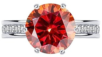 5ct Moissanite diamantringar for kvinnor D-färg VVS1 förlovningsringar grön/gul/röd vigselringar med certifikat(Red,10)