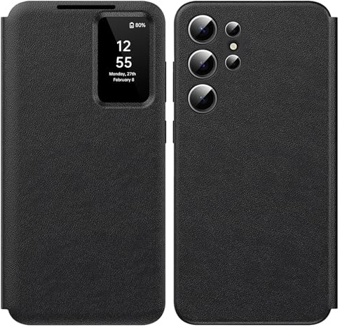 für Samsung S24 Ultra Hülle Smart View Wallet Smartphone Case, Sichtfenster