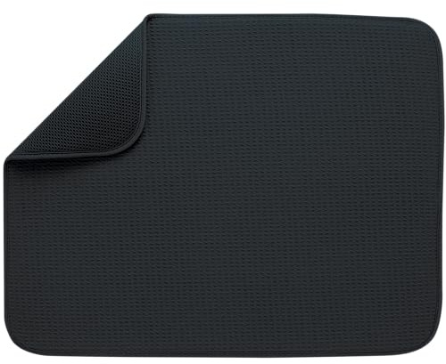S&T INC. Saugstarke, wendbare XL-Mikrofaser-Abtropfmatte für Küche, 45,7 x 61 cm, schwarzes Galaxy-Netz
