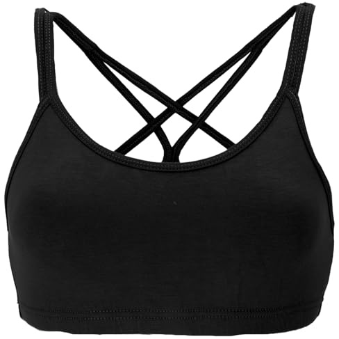 GURU SHOP Goa Psytrance Bikini Top, Boho Top, Yoga Bra, Yogatop - Schwarz, Damen, Size:S/M