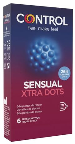Control Sensual Xtra Dots, tiefgehend stimulierende Kondome mit 264 Noppen, 1 x 6 Stück