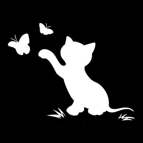 Porfeet Auto Aufkleber, Lustige Katze Schmetterling LKW Auto Aufkleber Vinyl Aufkleber Stoßstange Dekorative Zubehör Weiß