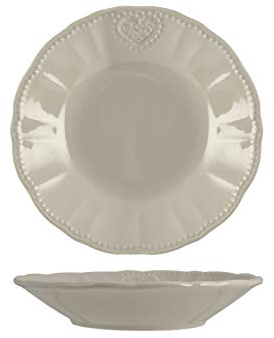 H&H Celine Set 6 Piatti Fondi, Stoneware, Grigio, 21.5cm