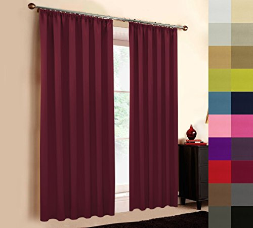 A-TEXTILE-24 Hochqualitativer Verdunkelungsvorhang nach Maß, Kräuselband, auf Maß vorhänge, Maßanfertigung, Gardinen nach Maß, Vorhang, Bordeaux Rot (Höhe: 230cm x Breite: 145cm)