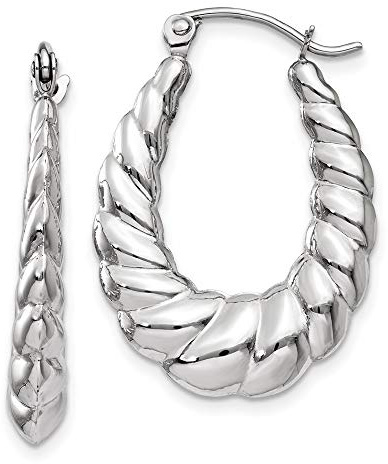 Earrings 14K White Gold Shrimp Creole Women'S 24 mm 2