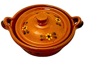 Ancient Cookware, Mexican Clay Lidded Cazuela Pot, Extra Small, Terracotta, 1 Quart