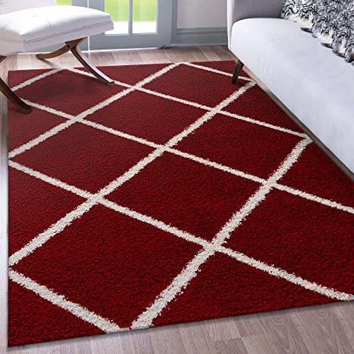 Impression Teppich Weicher Flächenteppich, Luxus Muster Teppich, Hochwertiger Schlafzimmerteppich, Wohnzimmerteppich, Küche - Rot, Größe:160x230 cm