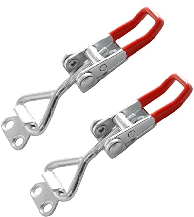 2Set Adjustable Toggle Clamp (Lock Hole),400lbs 304 Stainless Steel for Suitable for Toolbox, Door, Box, Trunk, Tractor Cover, Smoke Cover, Woodworking Fixture and Quick Release Pull Lock.